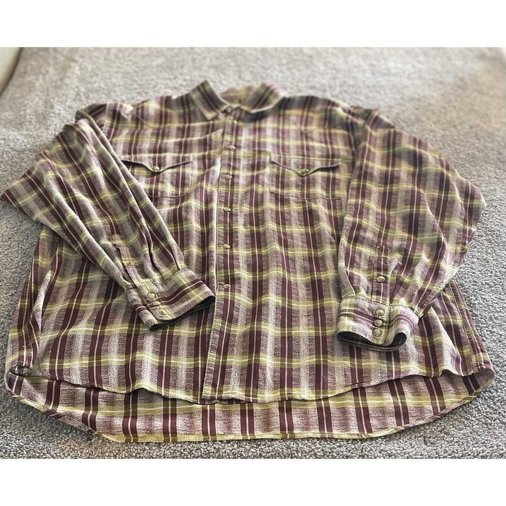 Ryan Michael Mens Western Pearl Snap Plaid Shirt XL Cowboy Ranch Westerncore